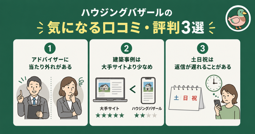 ハウジングバザールの気になる口コミ・評判3選