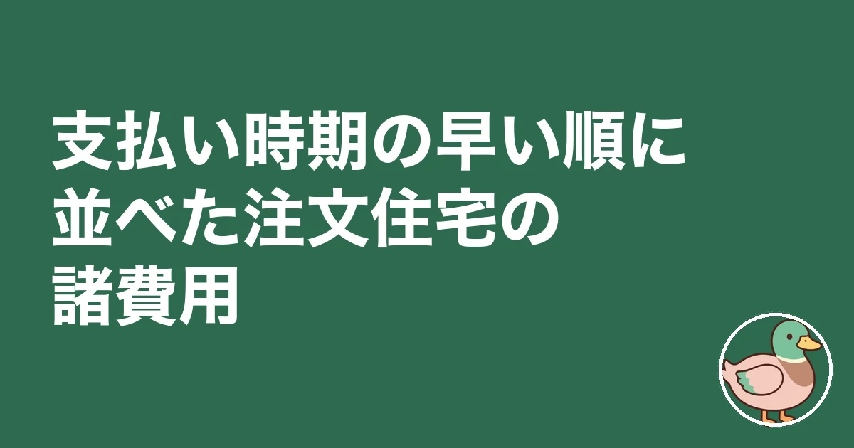注文住宅 諸費用 現金 いくら|支払い時期の早い順に並べた注文住宅の諸費用