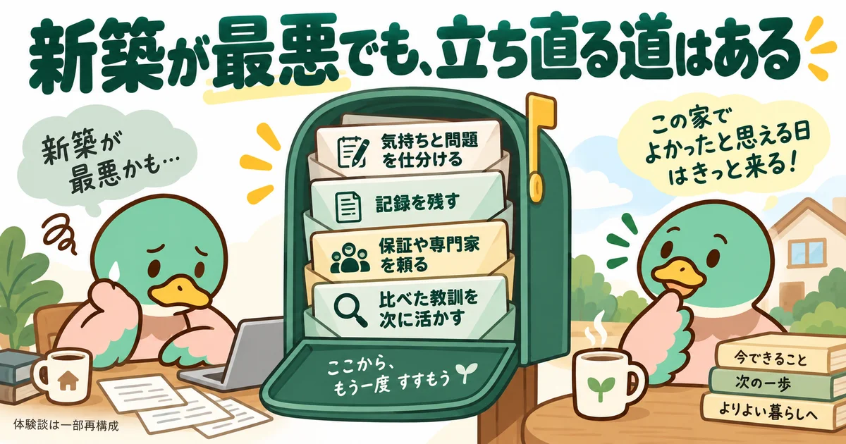 新築の問題を記録し、相談と比較を通じて暮らしを見直すあいみつ。