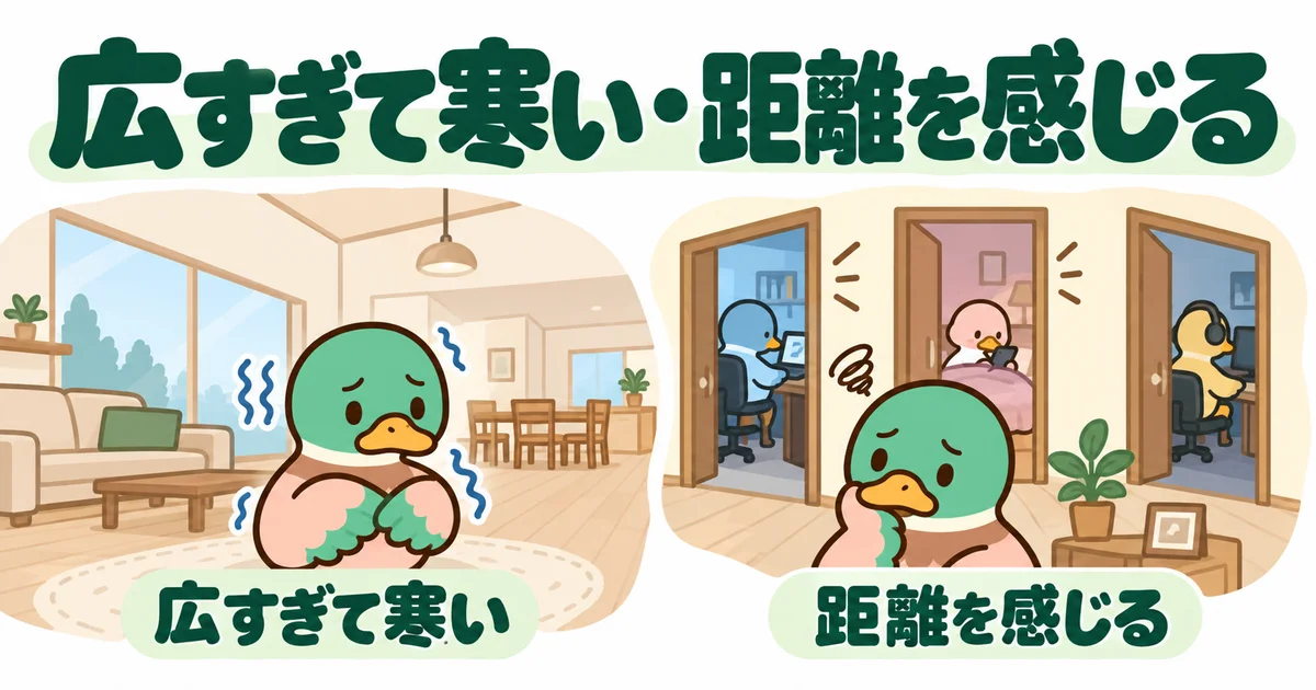 広い空間の寒さや家族との距離を感じるあいみつ。