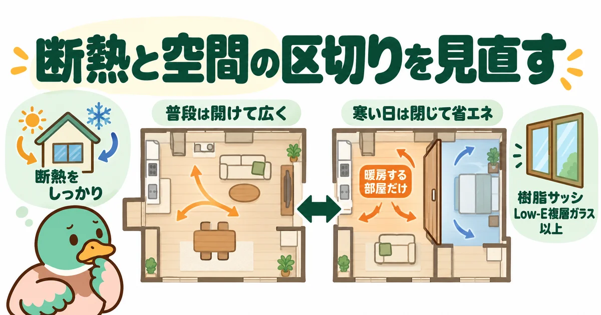 断熱と空間の区切りを確認するあいみつ。