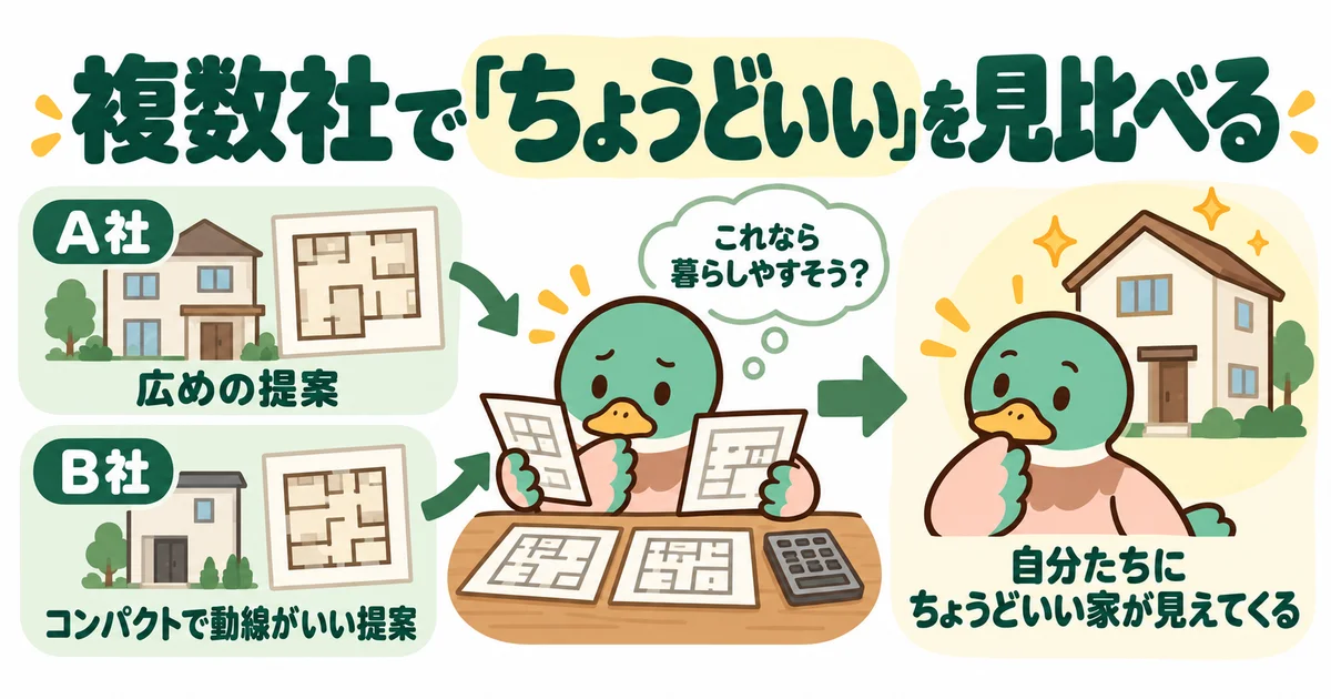 複数社の間取りを並べて比較するあいみつ。