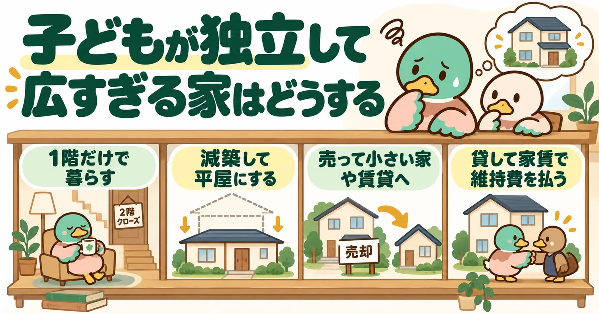 子どもの独立後に家の広さと暮らし方を見直すあいみつ。