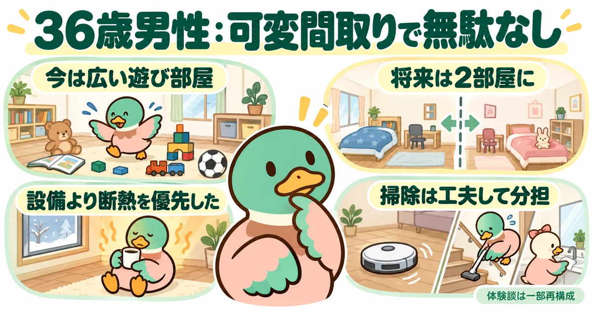 家族に合わせて間取りを変える三十六歳男性のカモ。