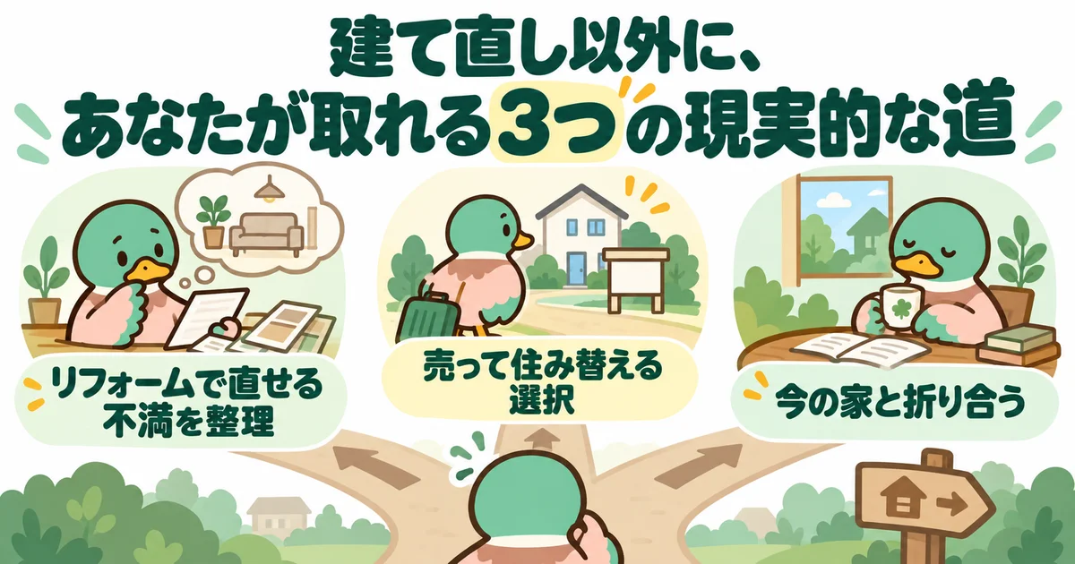 リフォーム、売却、今の家に住む三つの選択肢を整理するあいみつ。