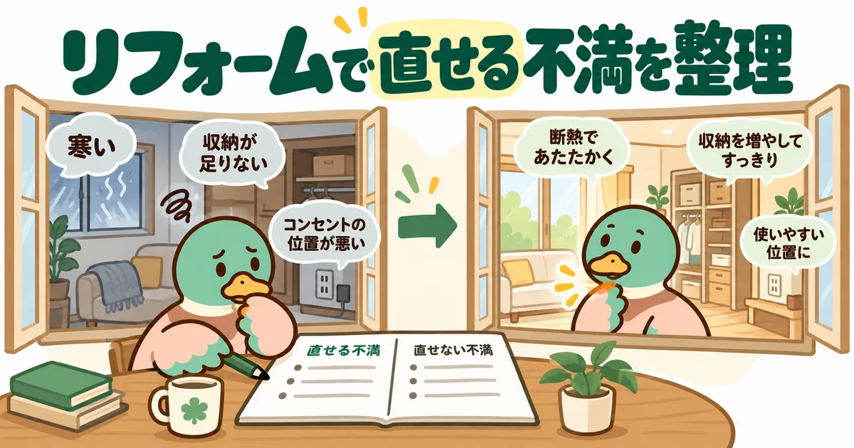 リフォームで直せる不満を確認するあいみつ。