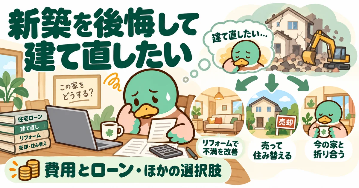 新築を後悔し、建て直しやほかの選択肢を考えるあいみつ。