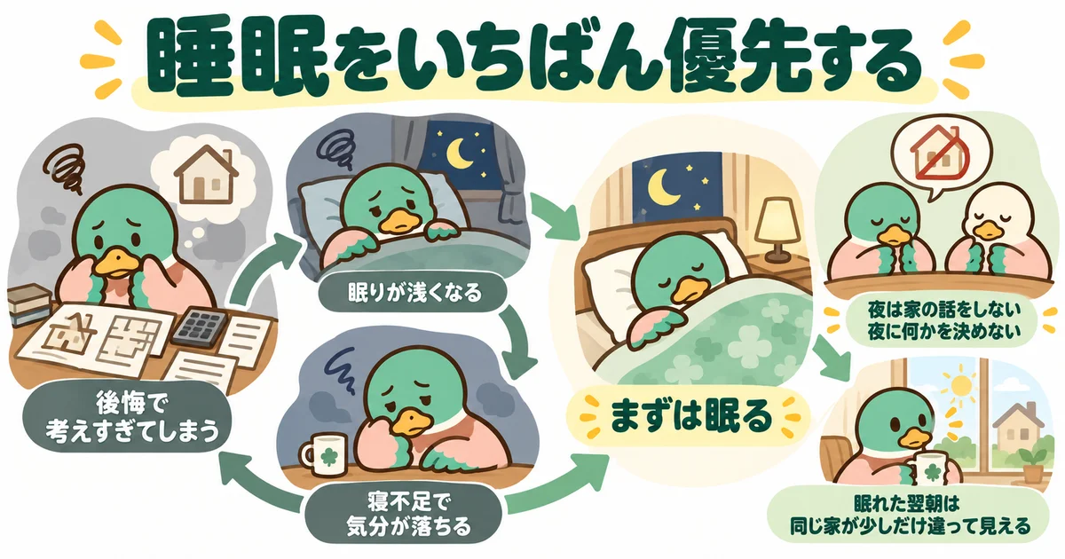 眠ることを優先して休息を取るあいみつ。