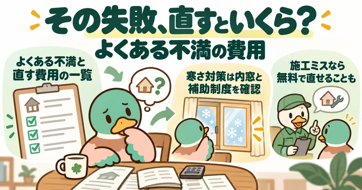 新居の不満を直すための費用を調べるあいみつ。