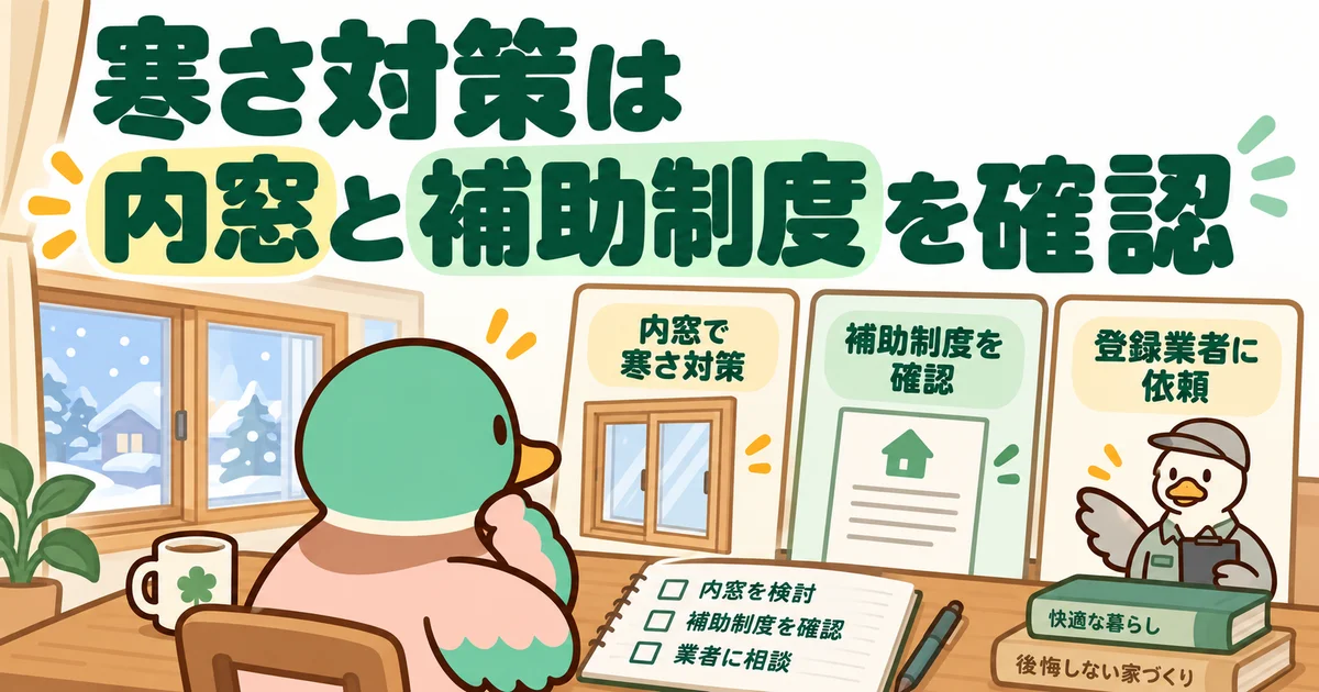 内窓と補助制度を確認して寒さ対策を考えるあいみつ。