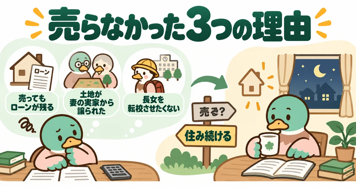 住宅を売らなかった三つの理由を整理するあいみつ。