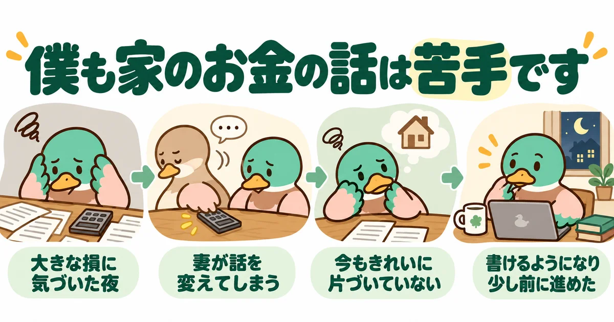 家にかかるお金を話し合う難しさを感じるあいみつ。