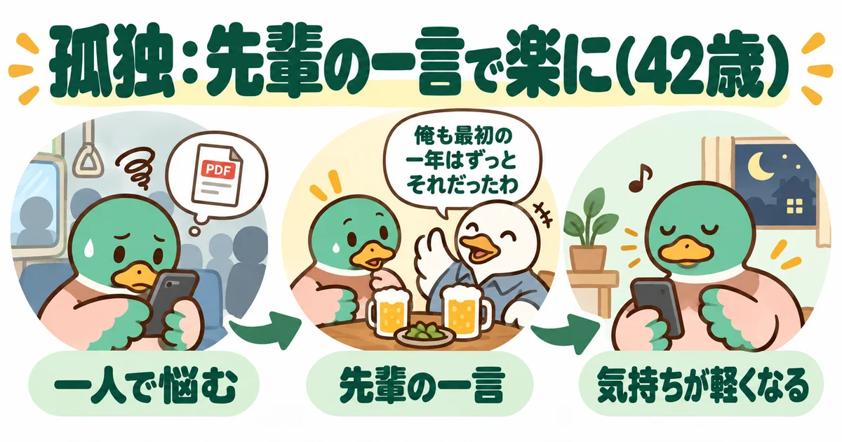 先輩の言葉に支えられた四十二歳のカモ。