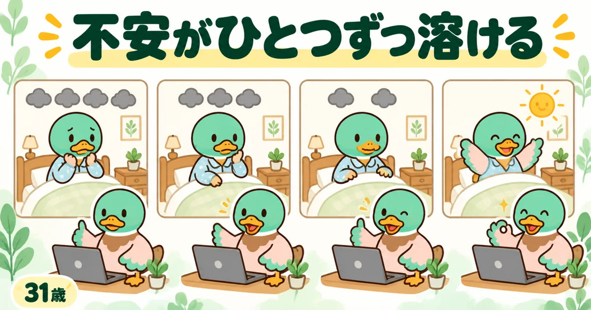家づくりのとびらの体験談で、親身な担当との相談を重ねるたびに不安の雲が1つずつ消えていく31歳のカモ。