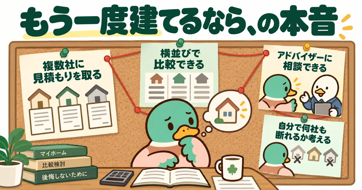 もう一度建てるなら同条件で複数社を比較したいと考えるあいみつ。