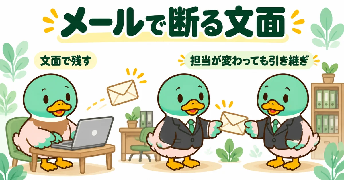 資料請求後の電話をメールの文面で断ると、担当が変わっても社内で引き継がれることをバトンリレーで表した図。