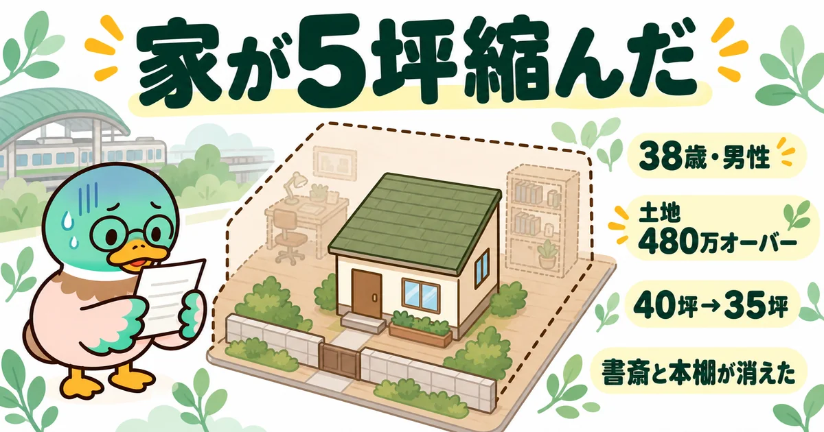 ハウスメーカーの見積もりより先に480万オーバーの土地を買い、家が40坪から35坪に縮んだ38歳男性のカモ。