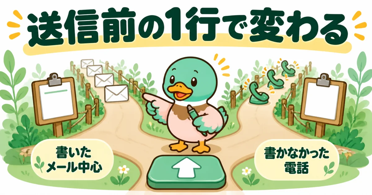 備考欄に連絡はメールでと書いた場合はメール中心、書かなかった場合は電話になった経験を、注文住宅の資料請求向けに分かれ道で示した図解。