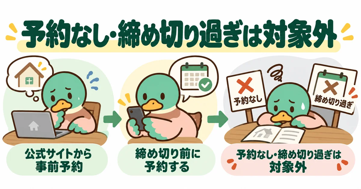 予約の有無と申込期限を確認するあいみつ。