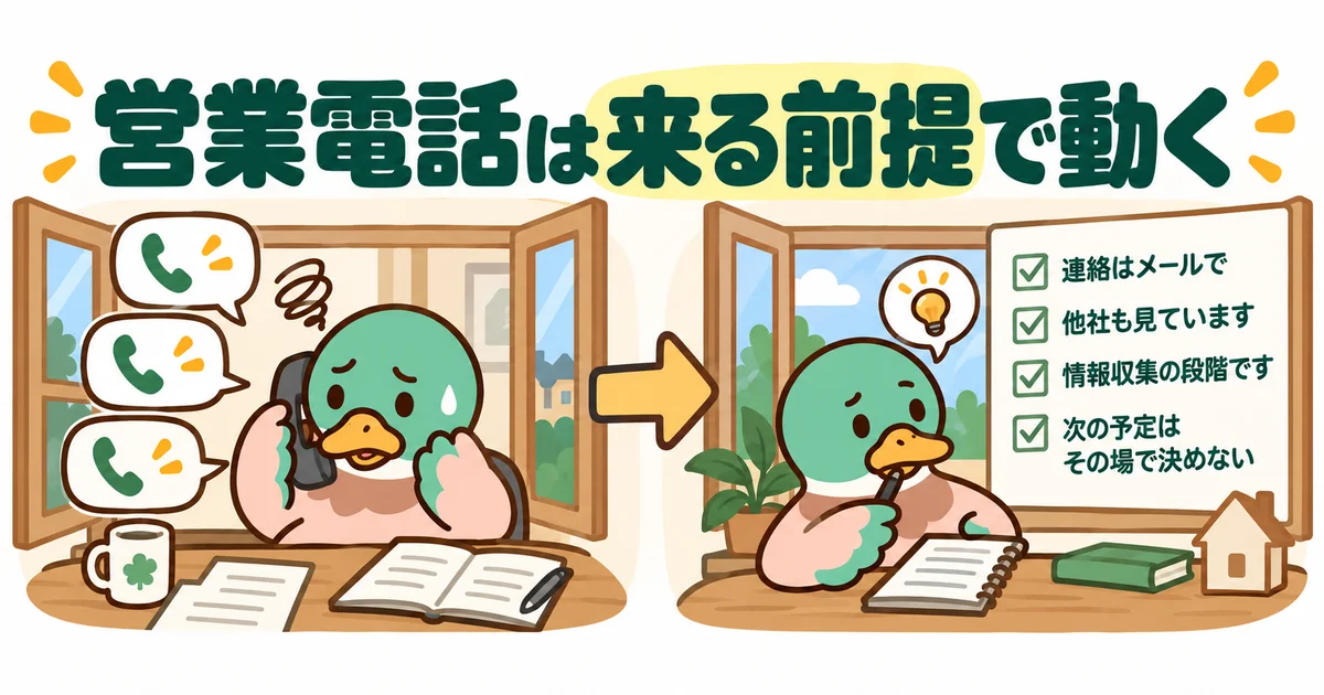 営業電話への対応方針を考えるあいみつ。