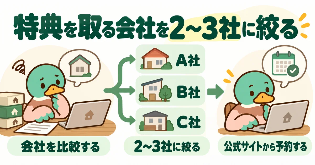 来場する会社を二、三社に絞って予定を立てるあいみつ。