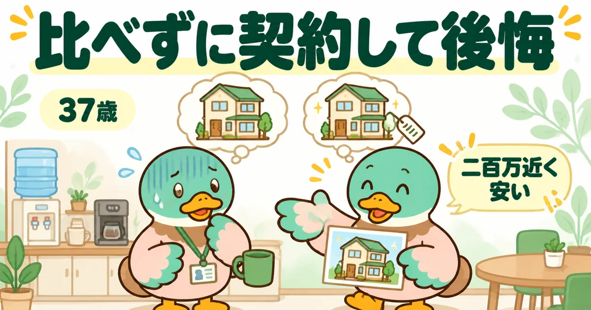 注文住宅の相見積もりを途中でやめて契約し、同僚の家が二百万近く安いと知って血の気が引く37歳のカモ。