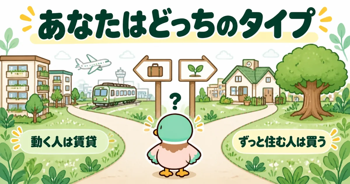 家は買うなというひろゆき論は動く人には正しく、ずっと住む人は買うほうが合うことを分かれ道で示した図解。
