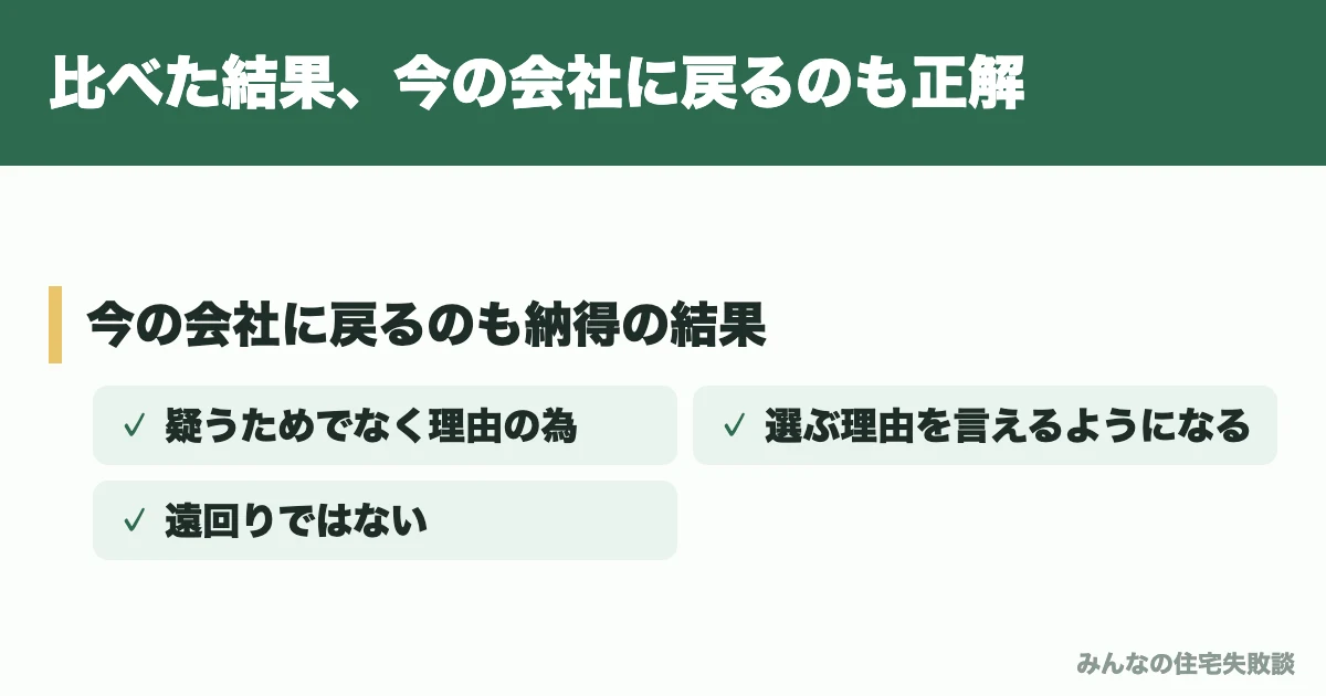 比べた結果、今の会社に戻るのも正解