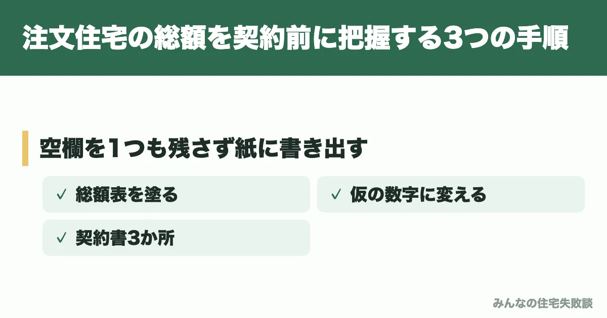 注文住宅の総額を契約前に把握する3つの手順