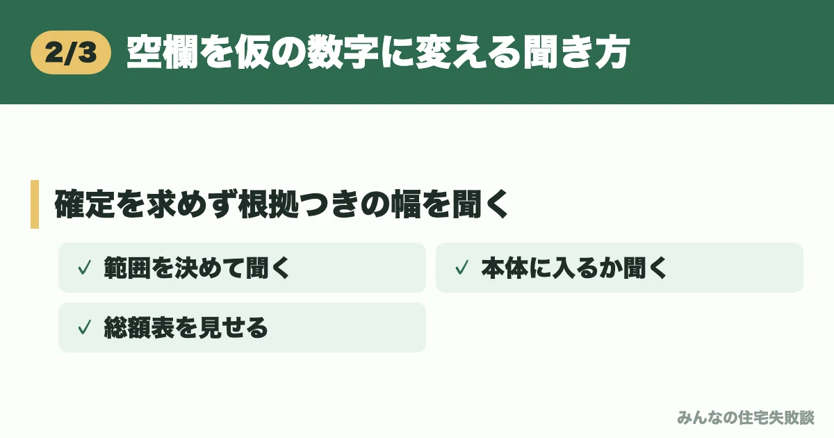空欄を仮の数字に変える聞き方