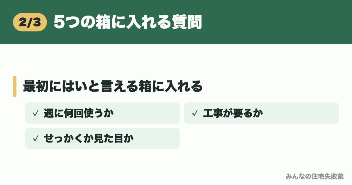 5つの箱に入れる質問