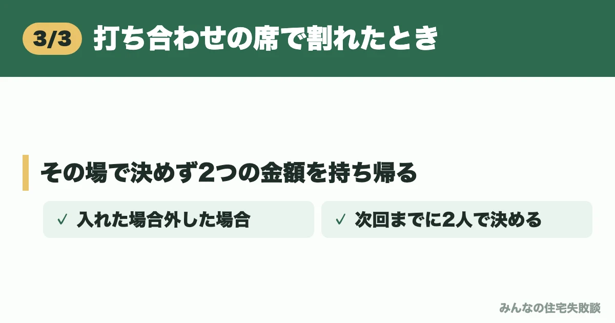 打ち合わせの席で割れたとき