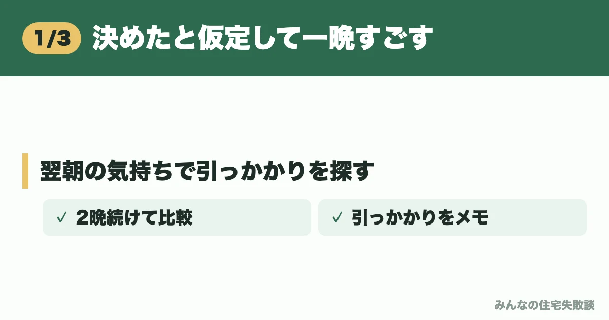 決めたと仮定して一晩すごす