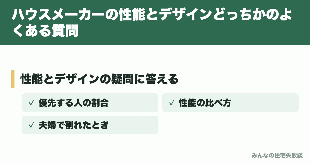 ハウスメーカーの性能とデザインどっちかのよくある質問
