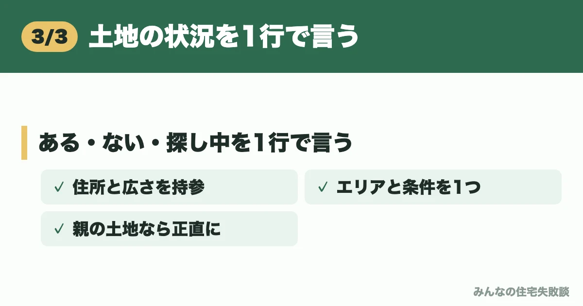 土地の状況を1行で言う