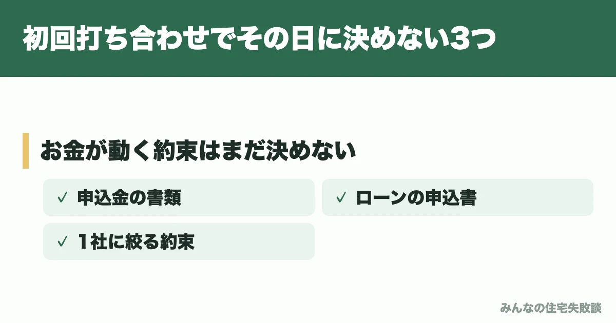 初回打ち合わせでその日に決めない3つ