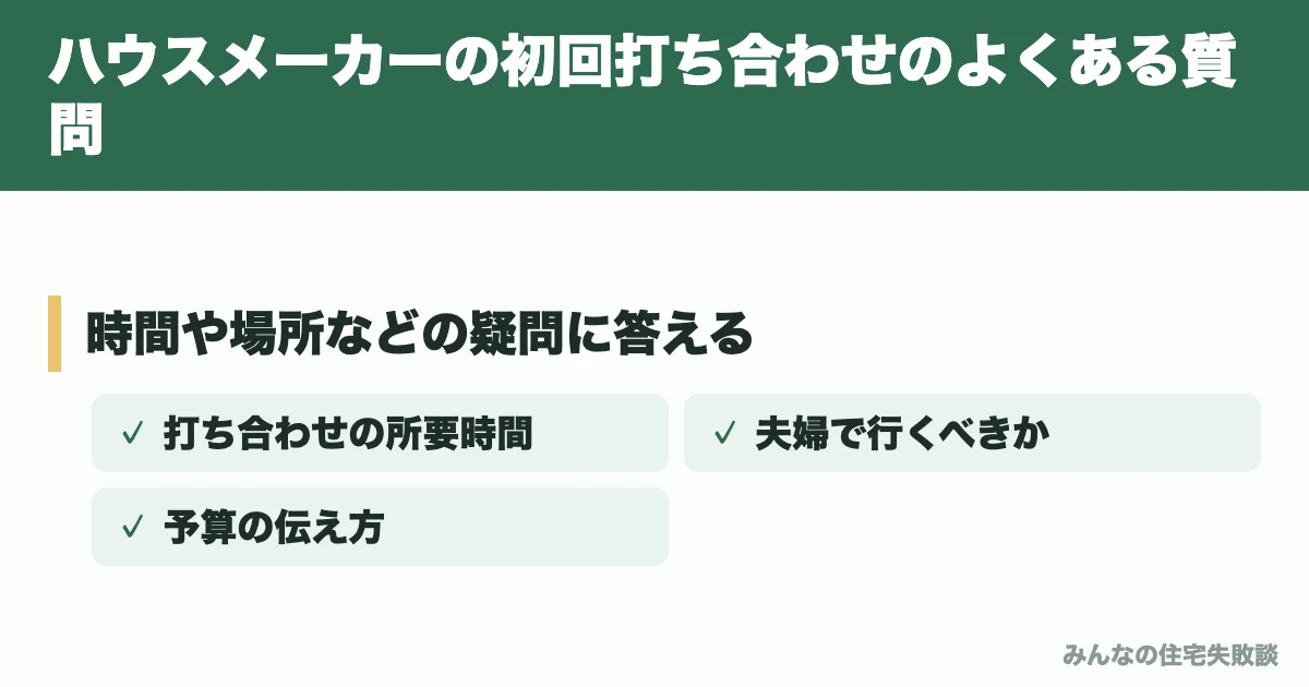 ハウスメーカーの初回打ち合わせのよくある質問