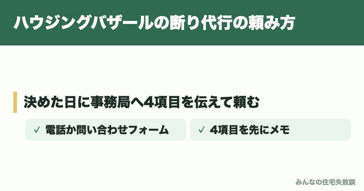 ハウジングバザールの断り代行の頼み方