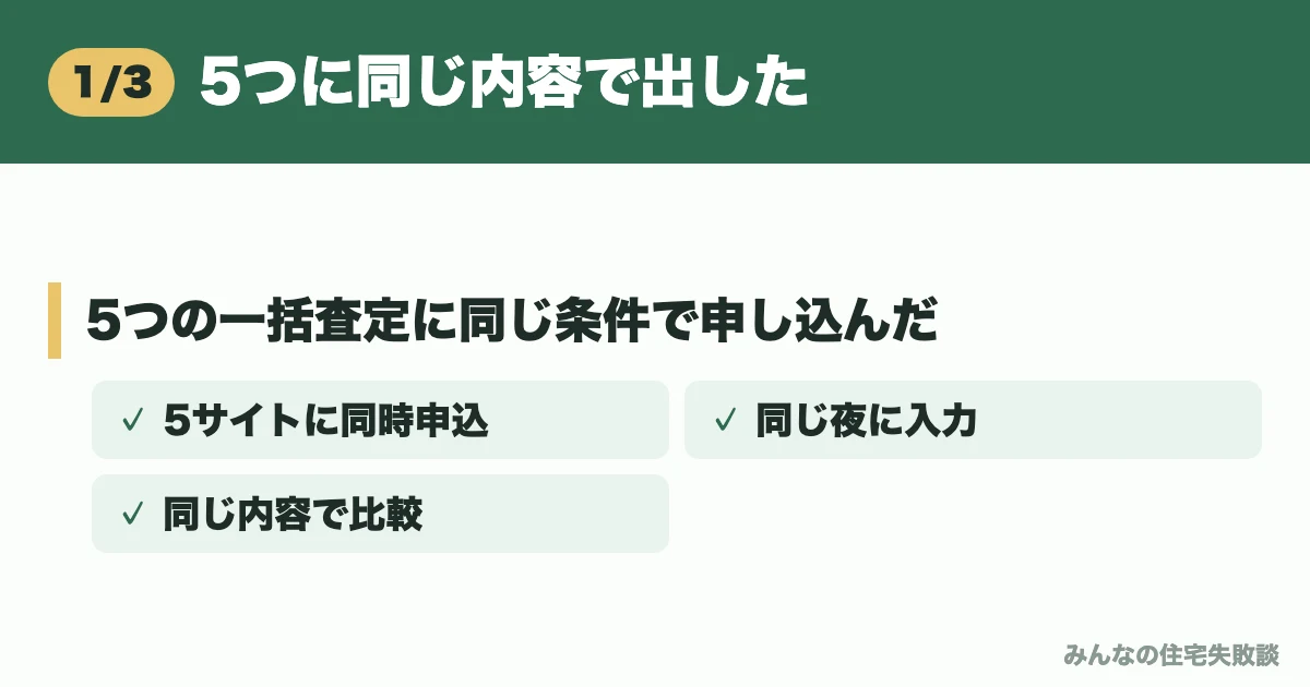 5つに同じ内容で出した