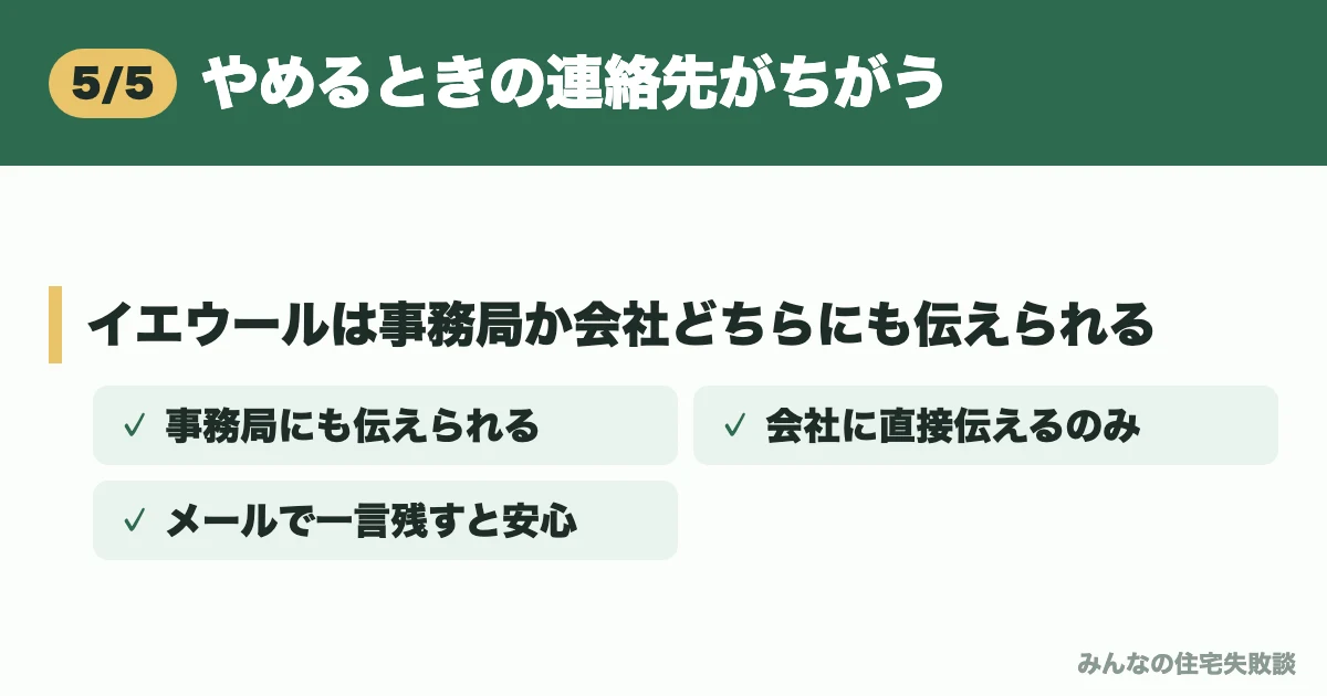 やめるときの連絡先がちがう