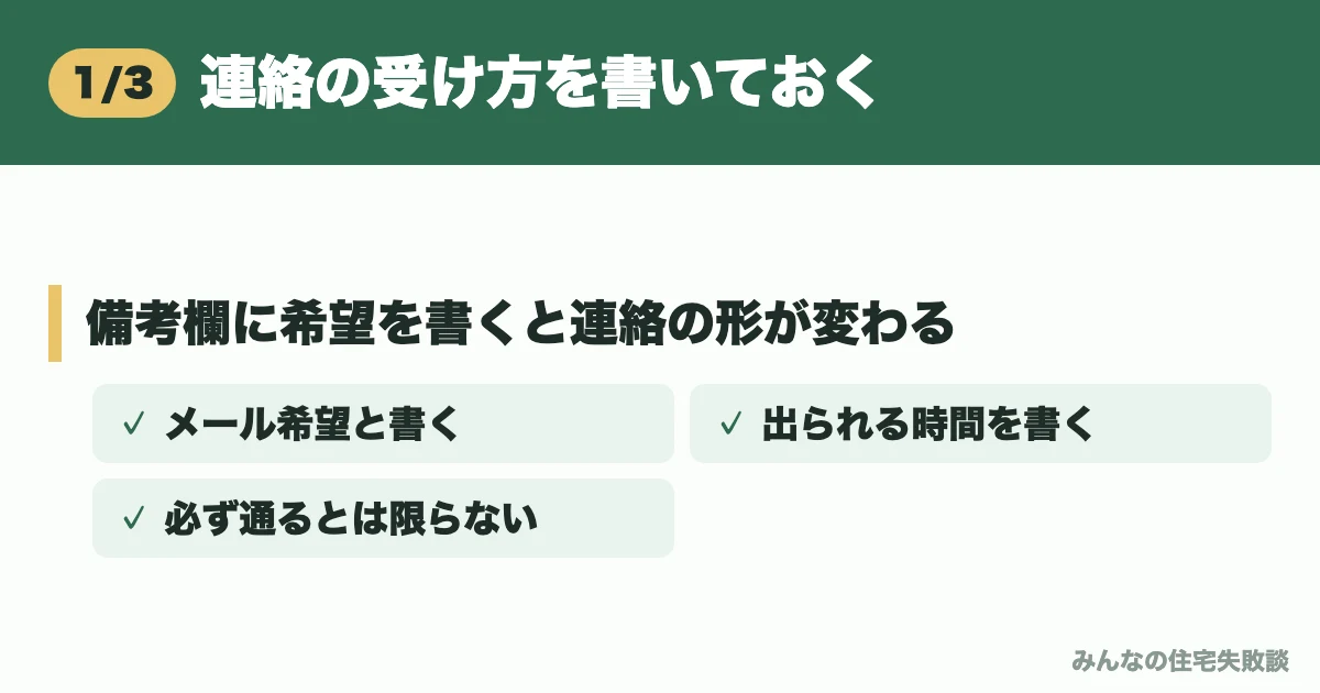 連絡の受け方を書いておく