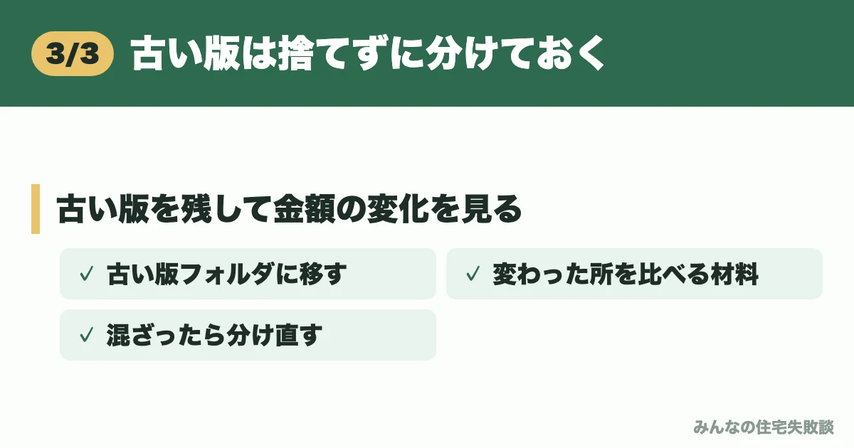 古い版は捨てずに分けておく