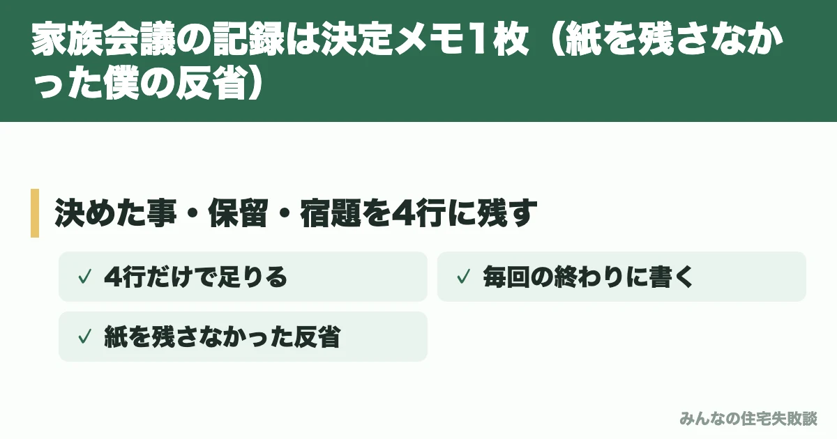 家族会議の記録は決定メモ1枚(紙を残さなかった僕の反省)