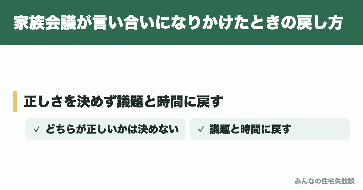 家族会議が言い合いになりかけたときの戻し方