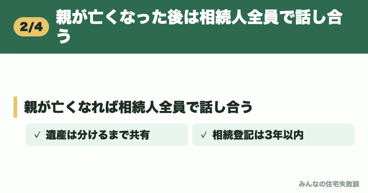 親が亡くなった後は相続人全員で話し合う