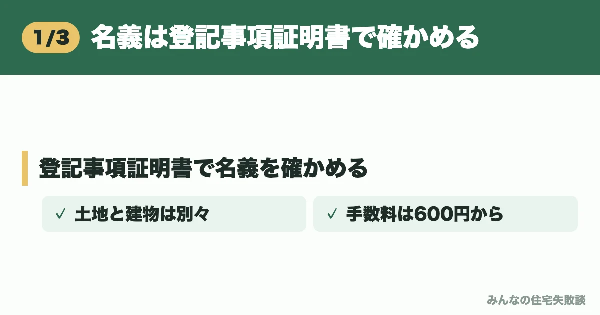 名義は登記事項証明書で確かめる