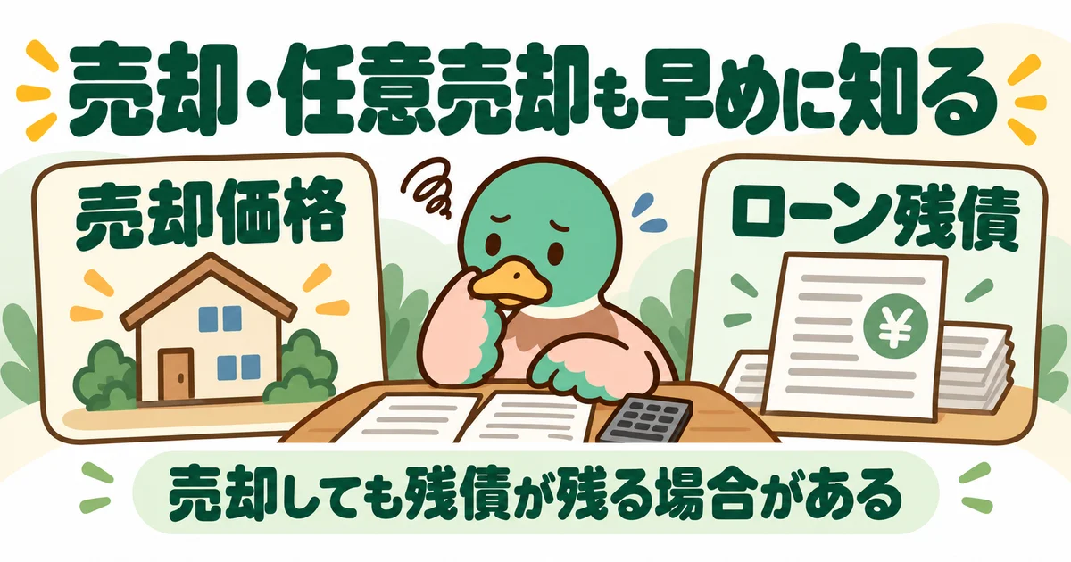 あいみつが家の売却価格とローン残債を比較して考える場面を示す図。
