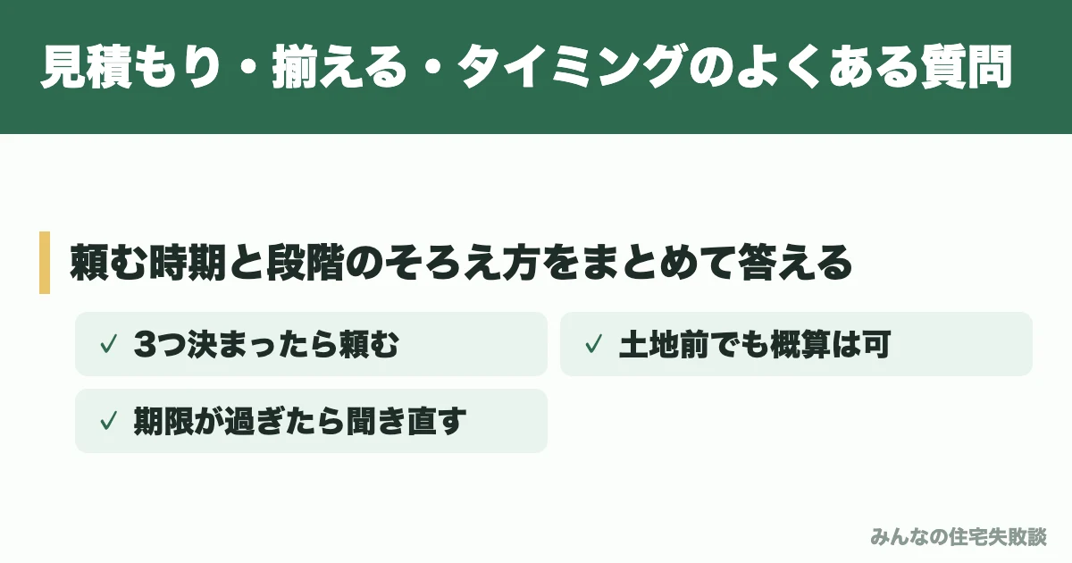 見積もり・揃える・タイミングのよくある質問