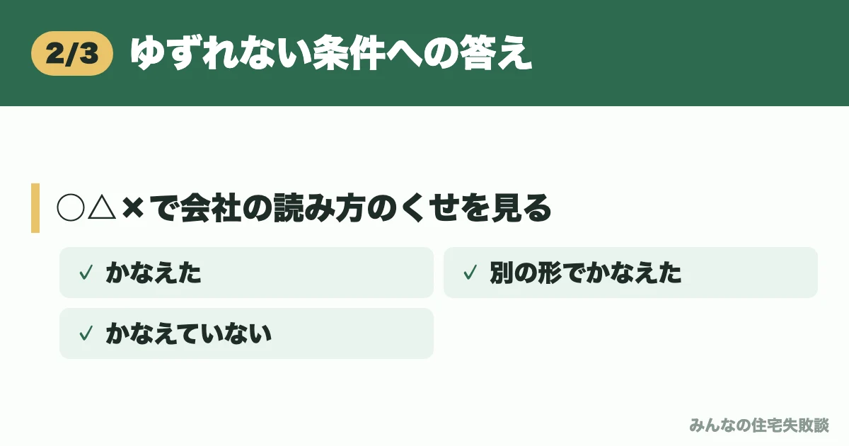 ゆずれない条件への答え