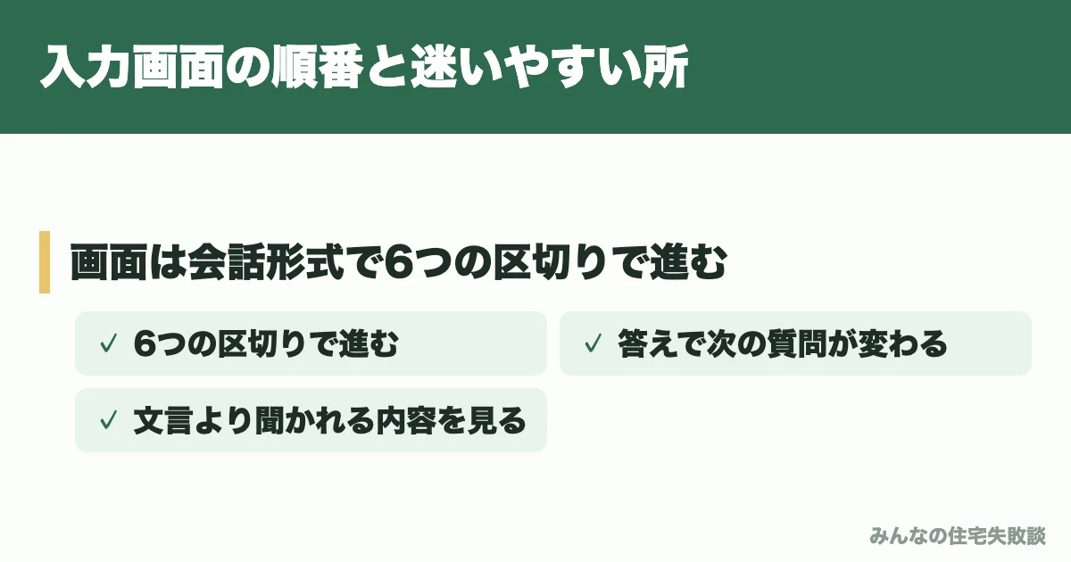 入力画面の順番と迷いやすい所